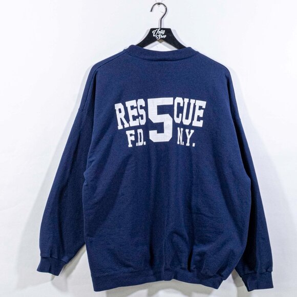 FDNY Rescue Sweatshirt Blue Thunder XXL Y2K Streetwear Distressed - Picture 2 of 10
